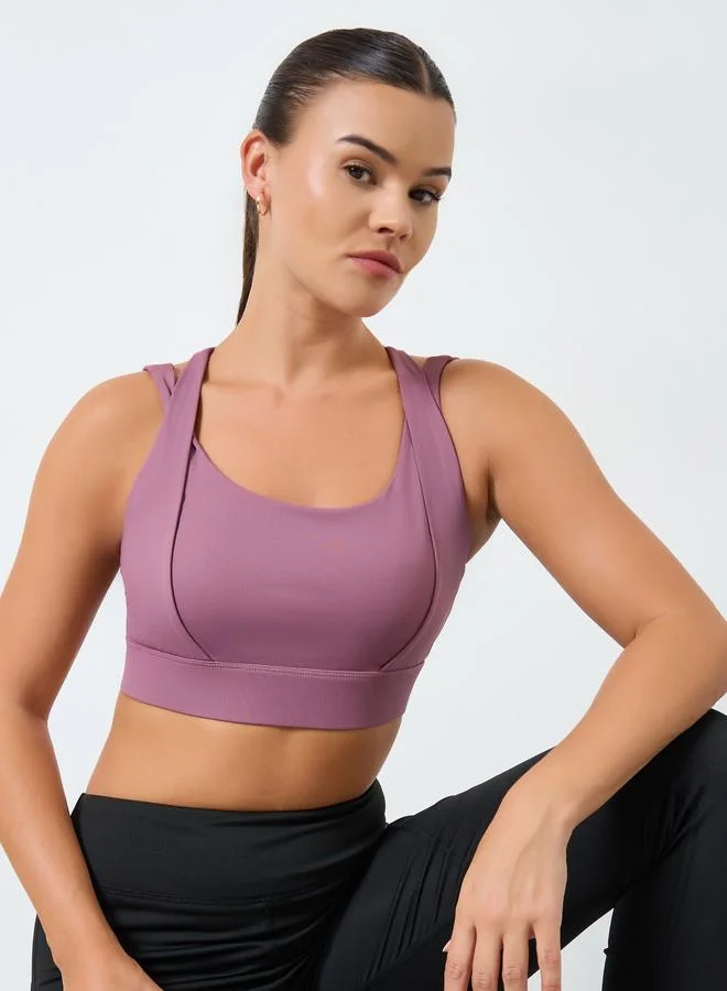 Styli Active Multi Strap Overlay Hook and Eye Sports Bra