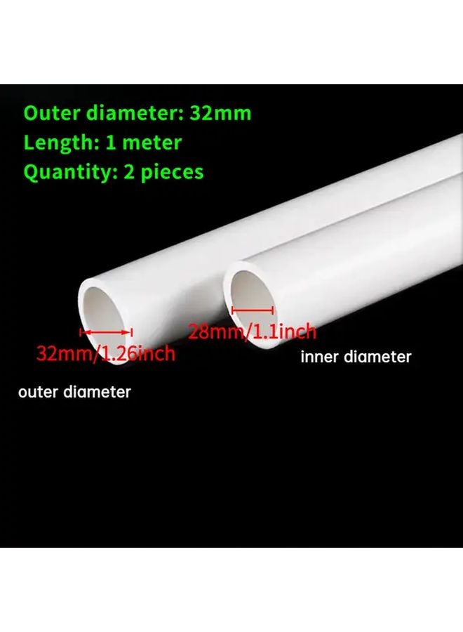 32mm White PVC Thin Hard Pipe 2pcs Small Diameter Water Pipe Plumbing Installation - Image 1