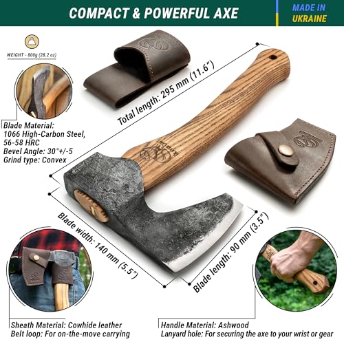 BeaverCraft Bushcraft Hatchet Wood Carving Axe AX6 - Forged Camping Axes & Hatchets - Wood Chopping Axe, Hand Gardening Axes for Splitting - Backpacking Hatchet - Image 4