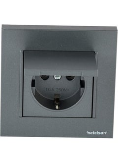 Netelsan Byobu Smoked Covered Grounded Socket - Framed  - Image 1