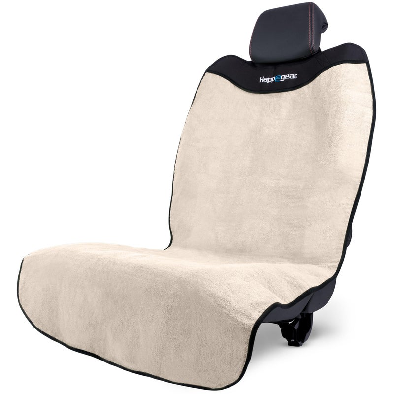 HAPPEGEAR غطاء مقعد السيارة المقاوم للماء HAPPEGEAR Happeseat وحامي المقعد - غطاء منشفة مقعد السيارة يناسب جميع السيارات - قاعدة غير قابلة للانزلاق، سهل التركيب والتخزين، قابل للغسل في الغسالة، يناسب المقاعد الأمامية والخلفية، رملي - Image 1