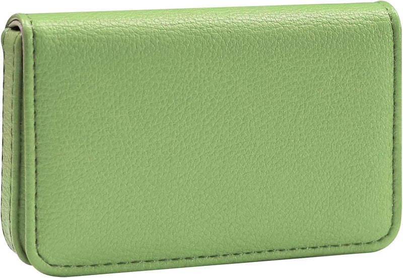 AI-DEE Business Card Holder，PU Leather Business Card Case Color Printing Pattern Card Holder Wallet，Pockets Magnetic Credit Card Holders for Men and Women - Banana Green - Image 1