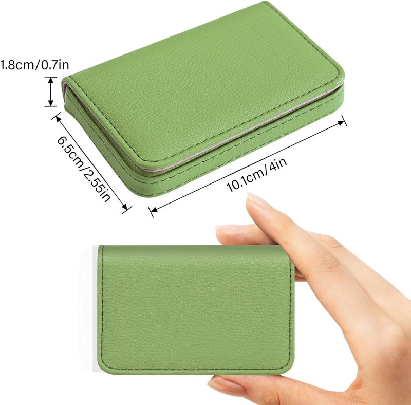 AI-DEE Business Card Holder，PU Leather Business Card Case Color Printing Pattern Card Holder Wallet，Pockets Magnetic Credit Card Holders for Men and Women - Banana Green - Image 2