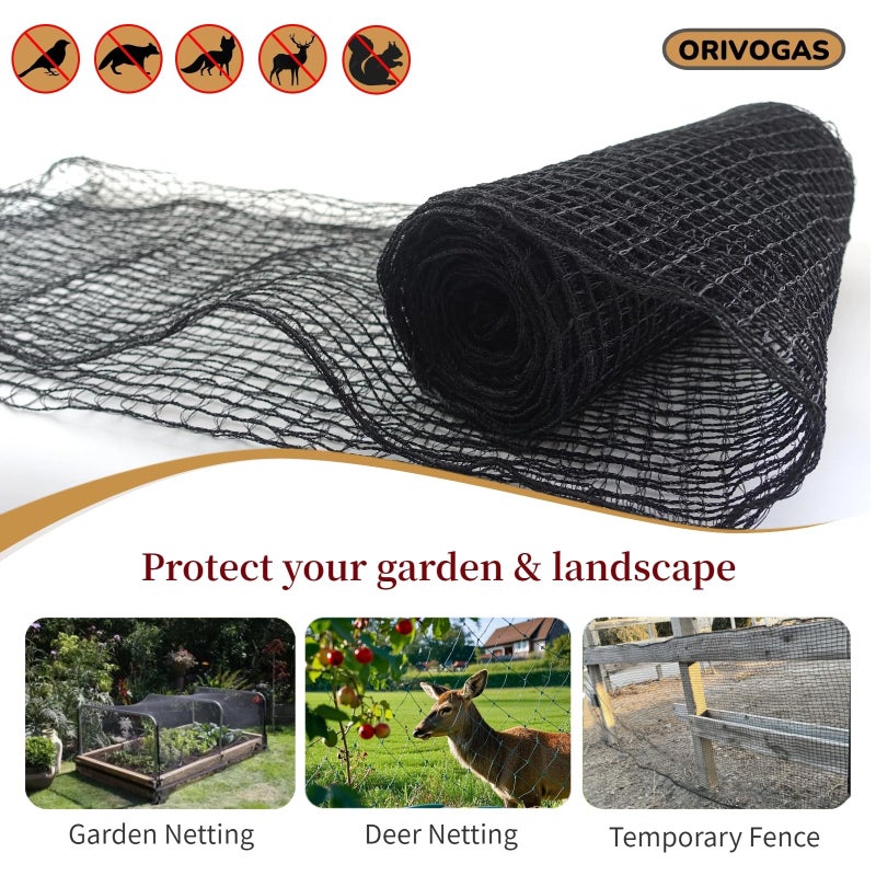 ORIVOGAS Deer Fence Netting,Plastic Mesh Fence 6.5x50ft,Reinforced Edges 55gsm Heavy Duty Animal Barrier,Ideal for Garden Netting,Against Bird,Temporary Fence,Fruit Plant Protection,Black - Image 5