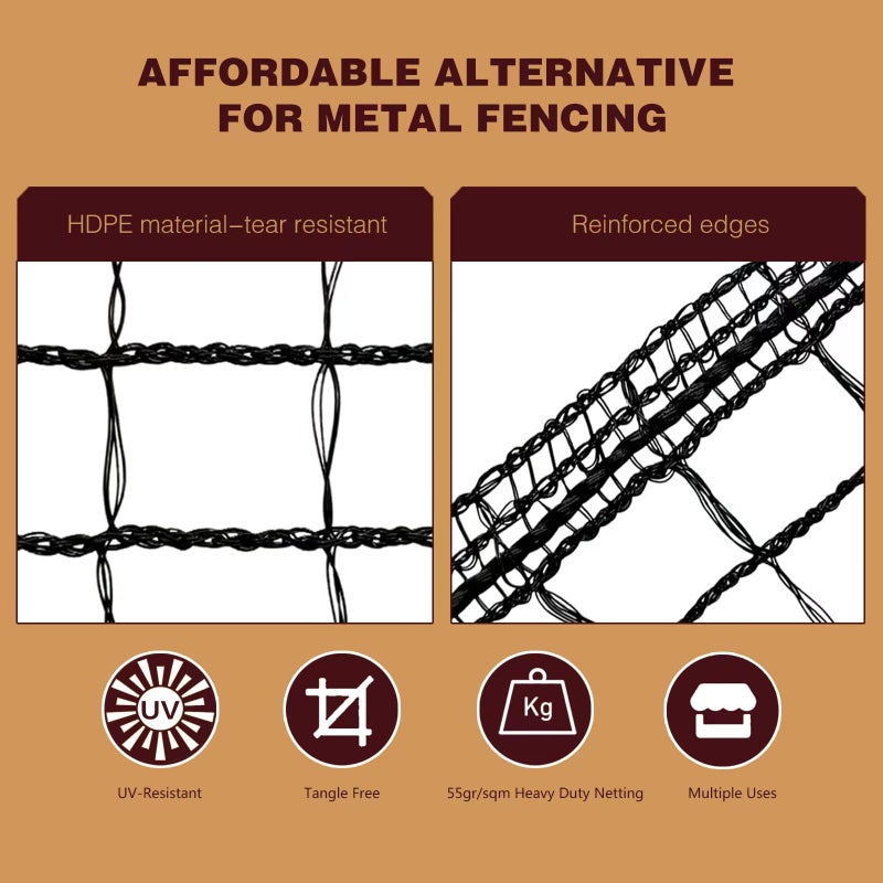 ORIVOGAS Deer Fence Netting,Plastic Mesh Fence 6.5x50ft,Reinforced Edges 55gsm Heavy Duty Animal Barrier,Ideal for Garden Netting,Against Bird,Temporary Fence,Fruit Plant Protection,Black - Image 4