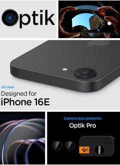 Spigen GLAStR EZ-Fit Optik PRO Camera Lens Protector [2 PACK] for iPhone 16E (2025) - Black  - Image 2