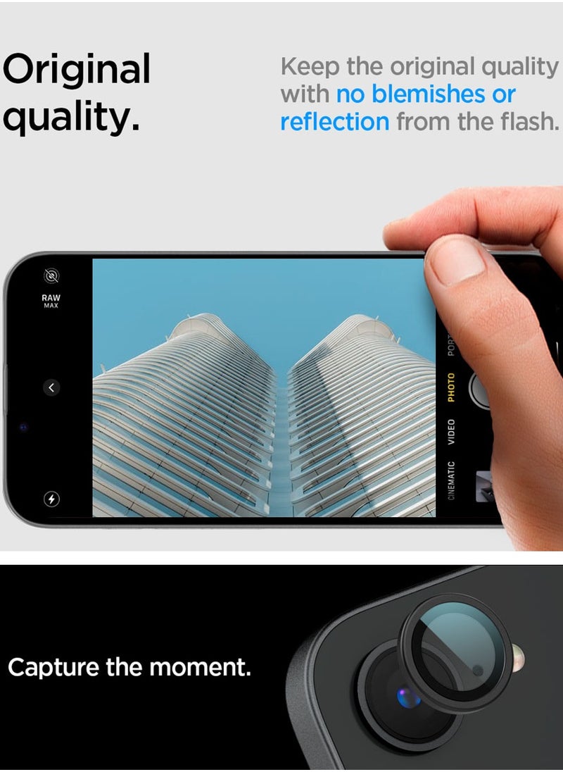 Spigen - GLAStR EZ-Fit Optik PRO Camera Lens Protector [2 PACK] for iPhone 16E (2025) - Black - Image 1