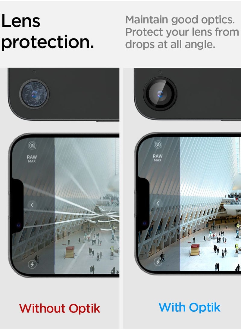 Spigen - GLAStR EZ-Fit Optik PRO Camera Lens Protector [2 PACK] for iPhone 16E (2025) - Black - Image 1