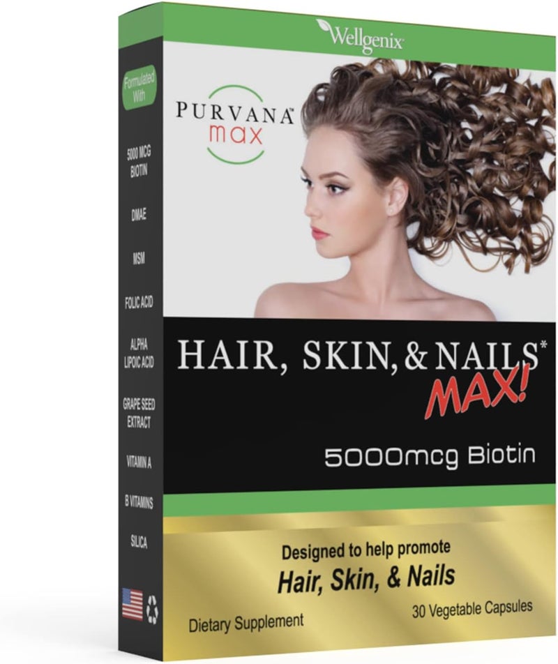 wellgenix Purvana Max Hair, Skin, and Nails Supplement for Women - Image 1