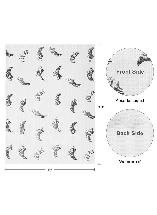 PRASNE PRASNE Lashing Dental Bibs Disposable Pack of 125, Lash Pillow Cover of Lash Supplies, White 3-Ply Paper Poly Waterproof Towels, 13” x 18”, Black Eyelash Printed - Image 3