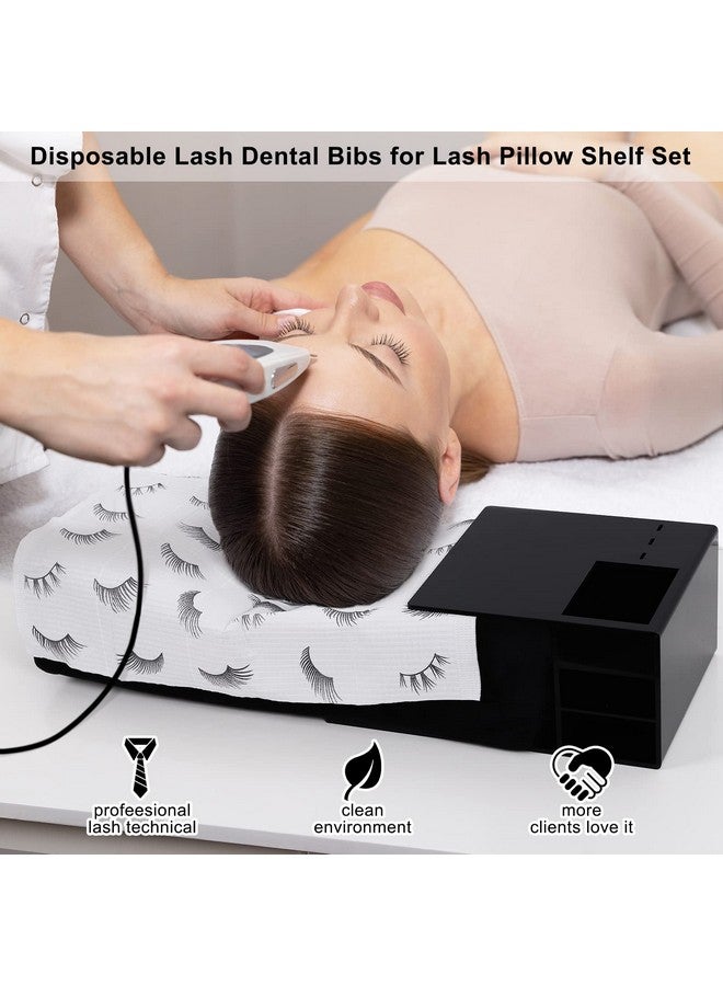 PRASNE PRASNE Lashing Dental Bibs Disposable Pack of 125, Lash Pillow Cover of Lash Supplies, White 3-Ply Paper Poly Waterproof Towels, 13” x 18”, Black Eyelash Printed - Image 2