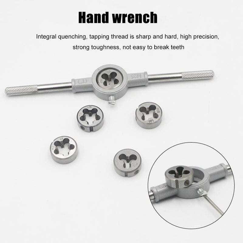 Mass Pro 8Pc Die Set | 8pcs Metric Adjustable Tap Die Wrench Set M3/4/5/6/8/10/12 Screw Thread Taper Hand Tool Kit - Image 3