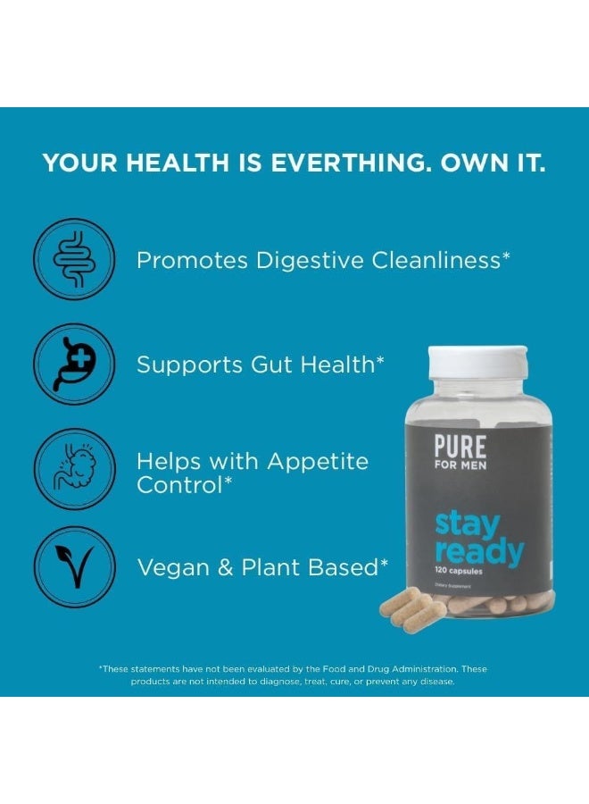 Pure for Men - The Original Vegan Cleanliness Fiber Supplement - Proven Proprietary Formula (120 Capsules with Aloe) - Image 5