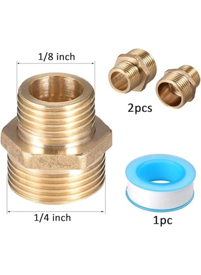 VITION 2 Pack Brass Pipe Reducer Bushing Adapters 1/4 Inch Male to 1/8 Inch Male, Hose Fittings Hex Connectors with Teflon Tape - Image 5