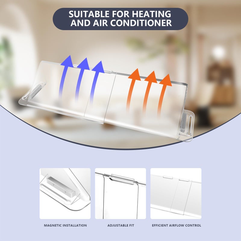 YZXTECNIP Strong Magnetic Air Vent Deflector for Vents, Sidewalls and Ceiling Registers,Adjustable Air & Heat Deflector,9"-14"Inches Wide-Heavy Duty Unbreakable Plastic with Powerful Magnets,2 Pack - Image 4