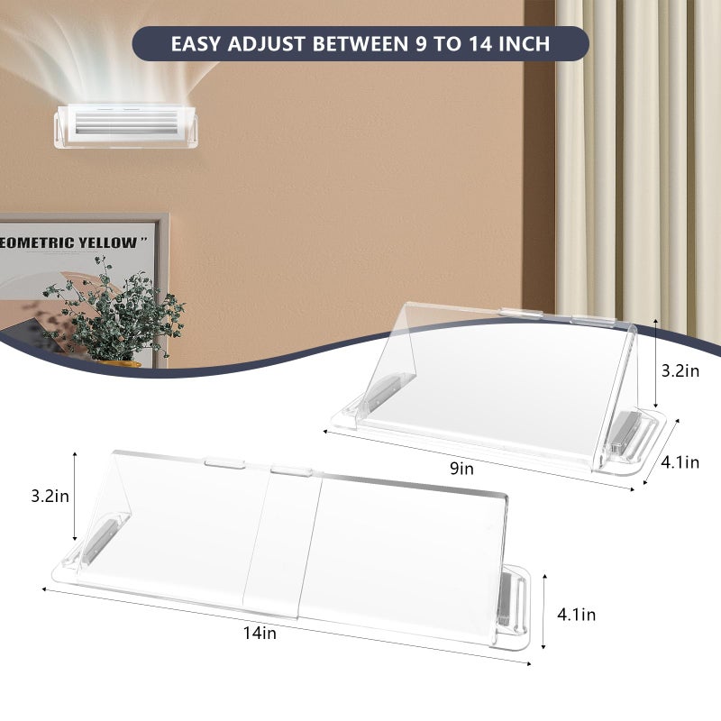 YZXTECNIP Strong Magnetic Air Vent Deflector for Vents, Sidewalls and Ceiling Registers,Adjustable Air & Heat Deflector,9"-14"Inches Wide-Heavy Duty Unbreakable Plastic with Powerful Magnets,2 Pack - Image 2