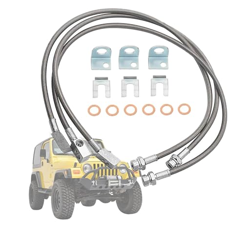 LDCRE 89715 FrontRear Extended Brake Lines Replacement for Jeep Wrangler TJ YJ 19872006 For Cherokee XJ 19842001 Stainless Brake Line 46 - Image 1