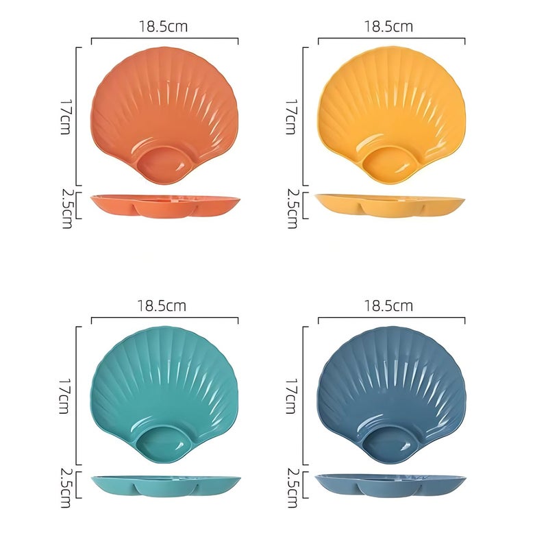 RoarCraft Wheat Straw Japanese Style Shell Dumpling Plate with Dipping Dish – Versatile Plate for Sushi, Snacks, Fruit – Perfect for Home and Commercial Use (Green, Set of 6, 18.5 x 17 x 2.5 CM) - Image 2
