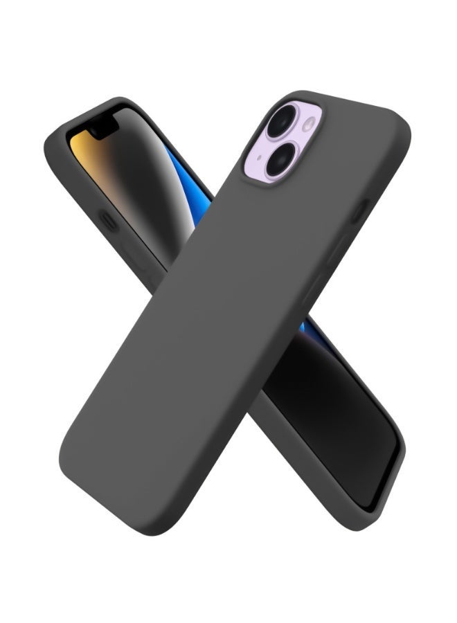 جراب متوافق مع iPhone 13/14 مقاس 6.1 بوصة، جراب هاتف نحيف من السيليكون السائل بأربع طبقات من المطاط الهلامي الناعم ومضاد للصدمات مع بطانة من الألياف الدقيقة المضادة للخدش (رمادي منتصف الليل) - Image 1