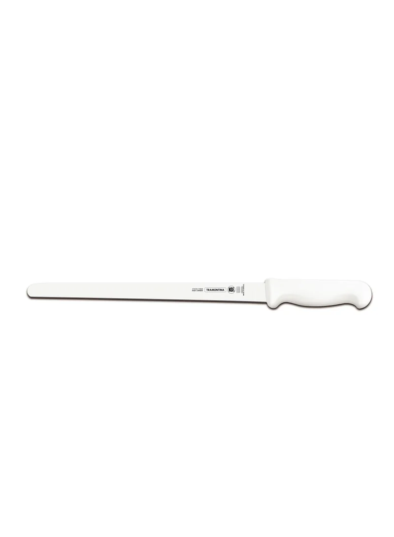 ترامونتينا Tramontina Professional 14 Inches Plain Edge Slicer Knife for Cold Cuts with Stainless Steel Blade and White Polypropylene Handle with Antimicrobial Protection