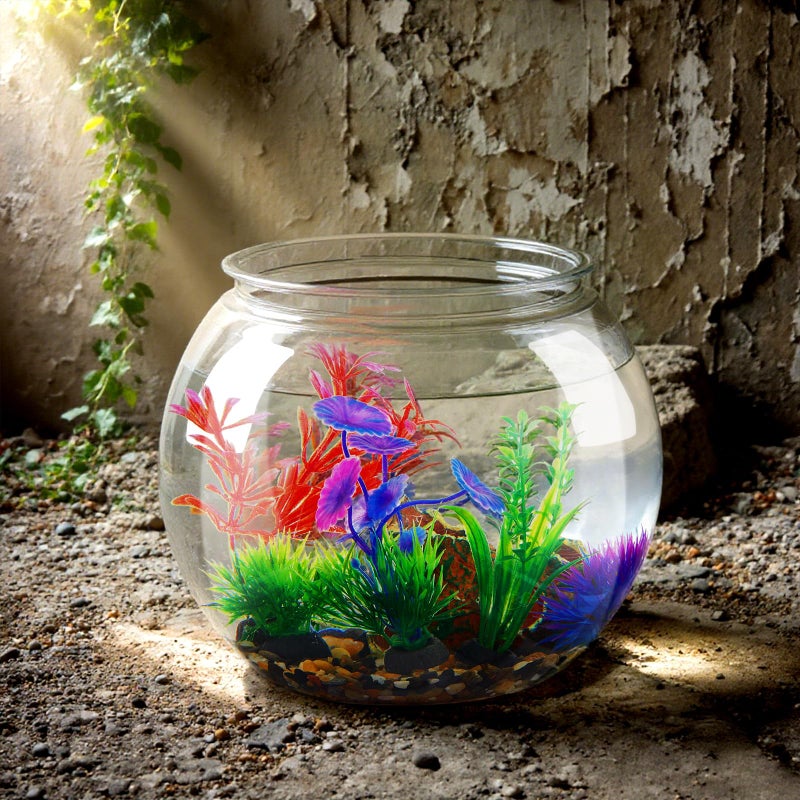Yiyiring 1 Gallon Plastic Betta Fish Bowl with 6 Pcs Artificial Plastic Plants and 500g Decorative Gravel, Betta Fish Tank and Decoration Accessories Small Large Bowl Ornaments Starter Kit - Image 5