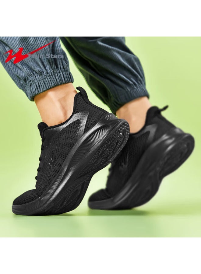 Double Star Eight Shuangxing Bate Running Shoes For Men, Autumn Breathable Versatile Sneakers, Lightweight Casual Shoes For Work, Mesh Upper Men'S Shoes, Pure Black - Image 5
