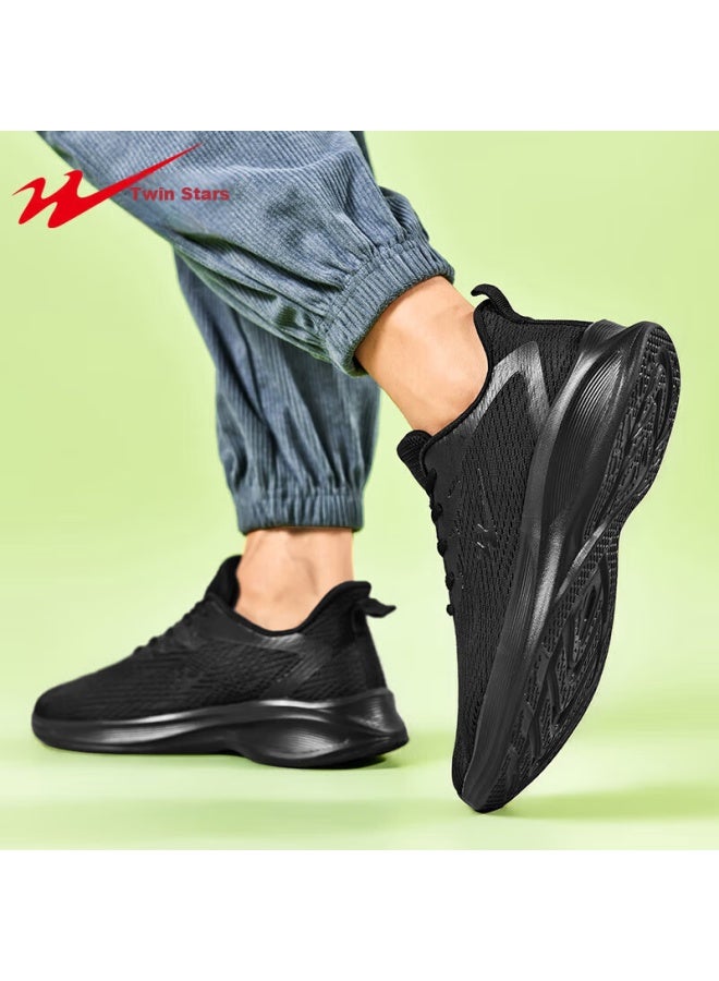 Double Star Eight Shuangxing Bate Running Shoes For Men, Autumn Breathable Versatile Sneakers, Lightweight Casual Shoes For Work, Mesh Upper Men'S Shoes, Pure Black - Image 4