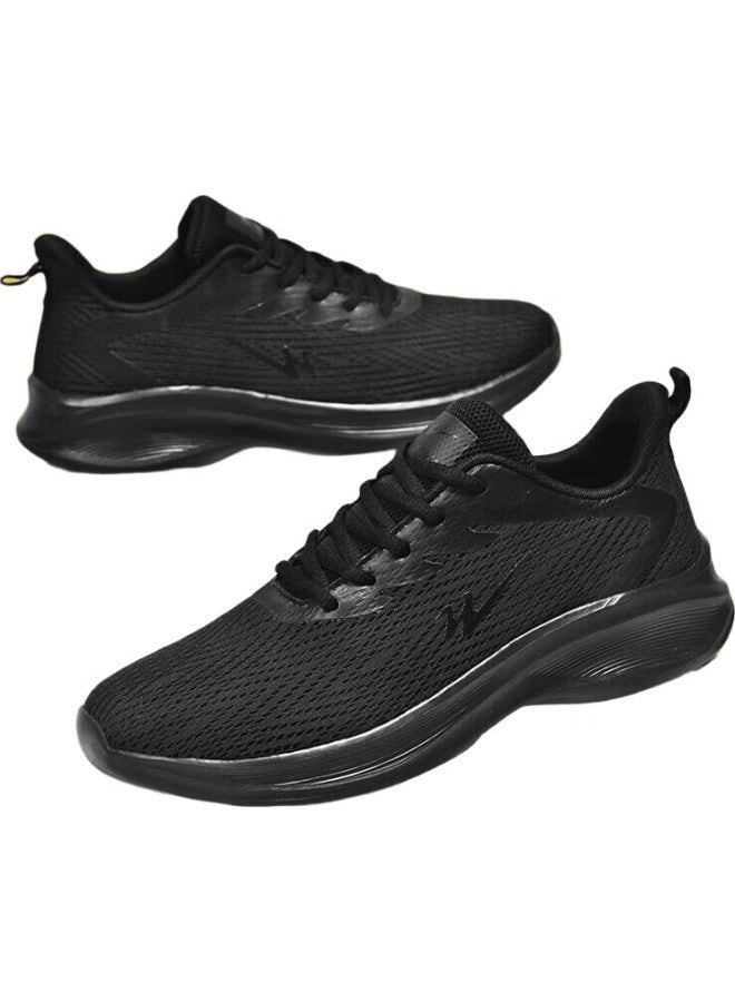 Double Star Eight Shuangxing Bate Running Shoes For Men, Autumn Breathable Versatile Sneakers, Lightweight Casual Shoes For Work, Mesh Upper Men'S Shoes, Pure Black - Image 1