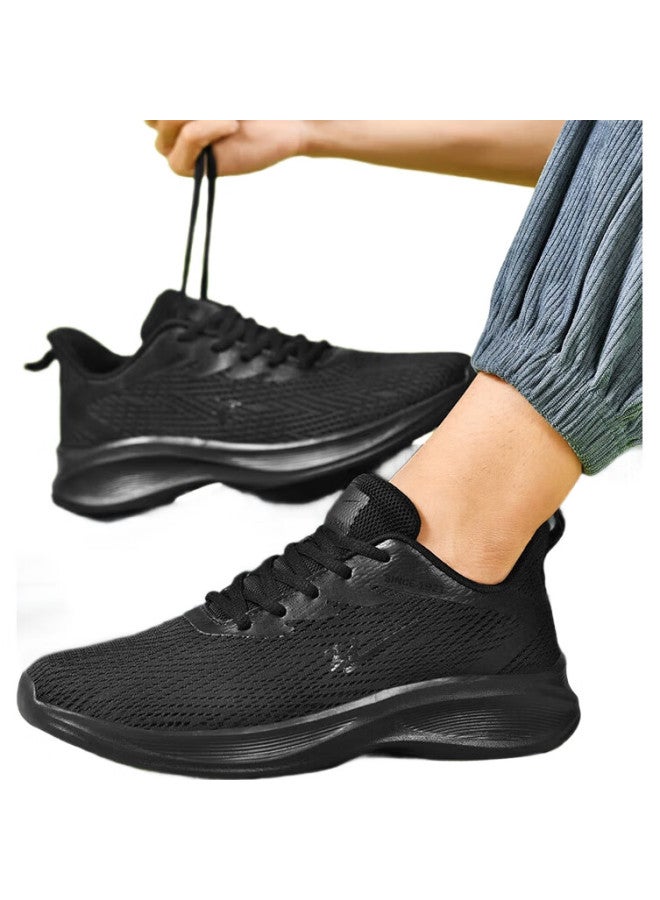 Double Star Eight Shuangxing Bate Running Shoes For Men, Autumn Breathable Versatile Sneakers, Lightweight Casual Shoes For Work, Mesh Upper Men'S Shoes, Pure Black - Image 3