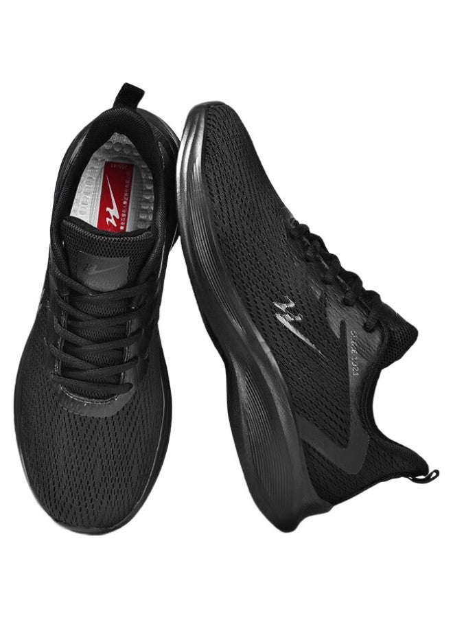 Double Star Eight Shuangxing Bate Running Shoes For Men, Autumn Breathable Versatile Sneakers, Lightweight Casual Shoes For Work, Mesh Upper Men'S Shoes, Pure Black - Image 2