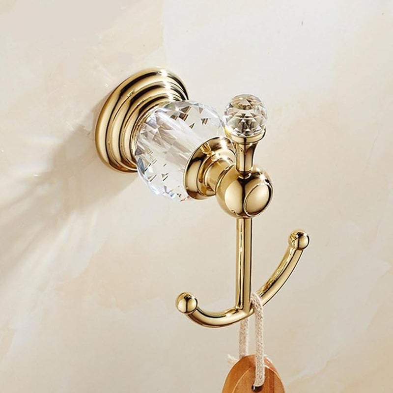 Shimmery Gold Crystal Decorative Hook Heavy Duty Hanger For Entryway Bathroom Robe Coat - Image 3