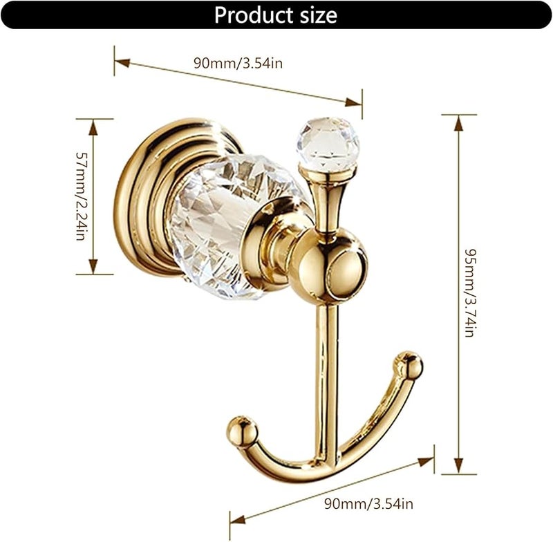 Shimmery Gold Crystal Decorative Hook Heavy Duty Hanger For Entryway Bathroom Robe Coat - Image 5