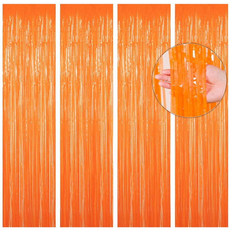 BTSD-home BTSDhome Orange Foil Fringe Curtain Metallic Photo Booth Backdrop Tinsel Door Curtains for Wedding Birthday Bridal Shower Baby Shower Bachelorette Christmas Party Decorations4 Pack 8ft x 3ft