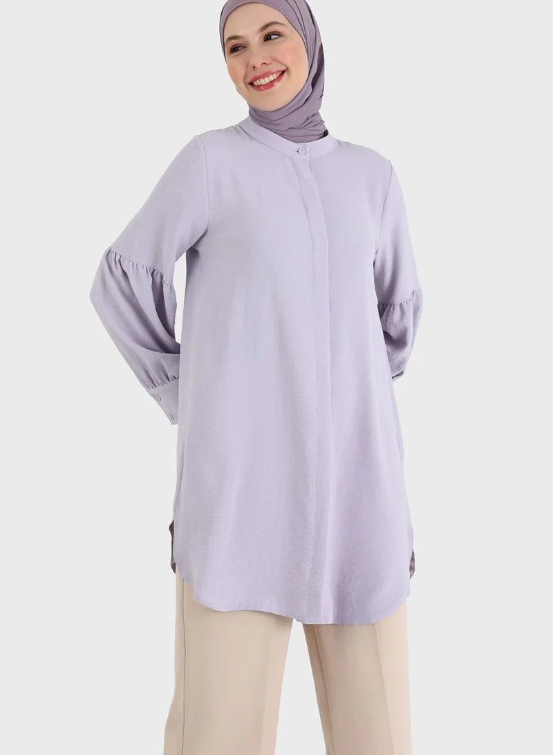 Refka by modanisa Puff Sleeve Button Down Tunic