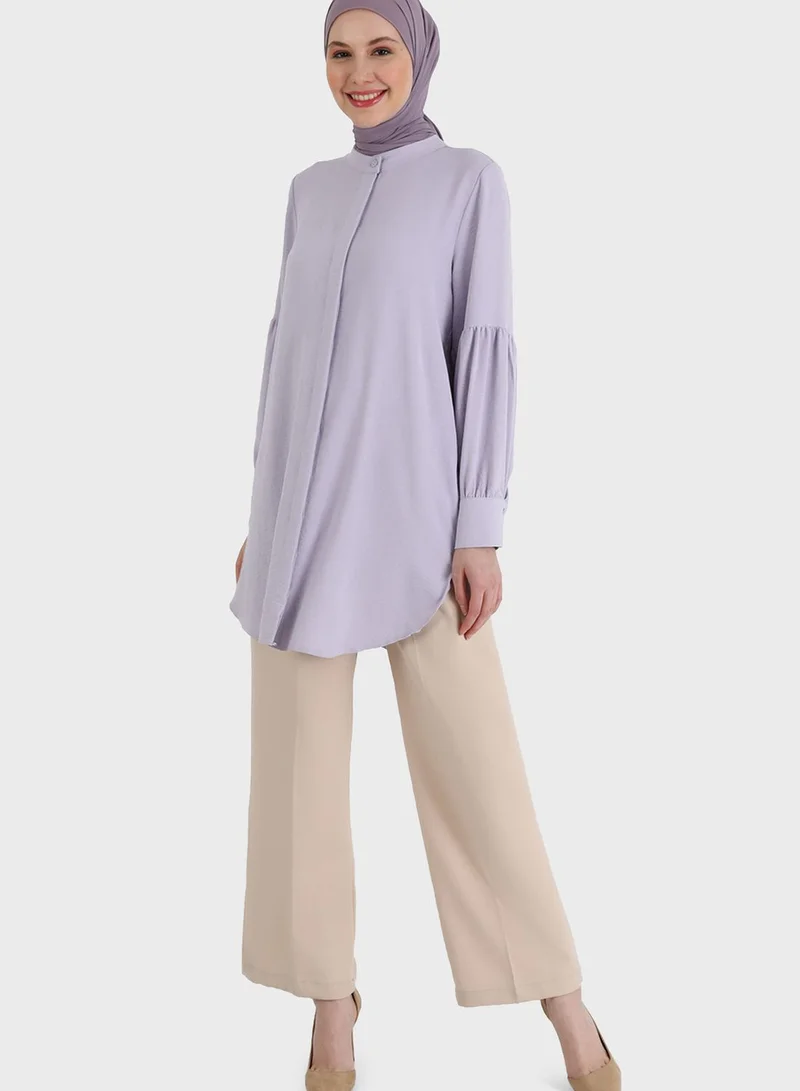 Refka by modanisa Puff Sleeve Button Down Tunic