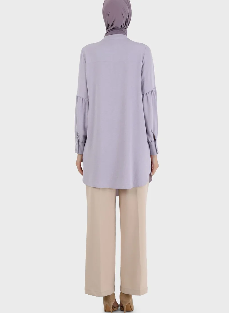 Refka by modanisa Puff Sleeve Button Down Tunic