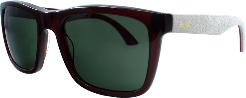بوما PU0040S 007 54 Unisex Claret Red Cornered Frame Sunglasses