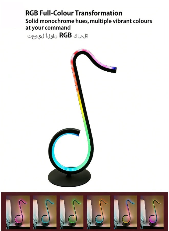 LED RGB colour-changing ambient light strip for gaming desks, powered by USB with musical note-shaped night light, multiple colour options. - Image 1