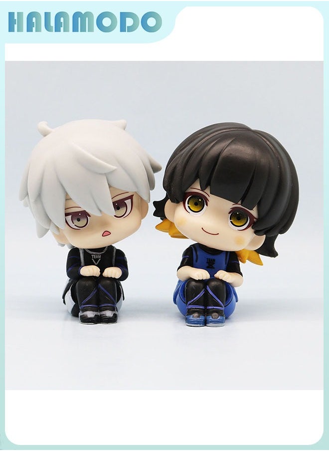 HALAMODO Blue Lock Q Version Sitting Four-piece Set with Isagi Yoichi, Nagi Seishiro, Chigiri Hyoma and Bachira Meguru, Cute Figure Models, Decoration & Gift 11 cm  - Image 5