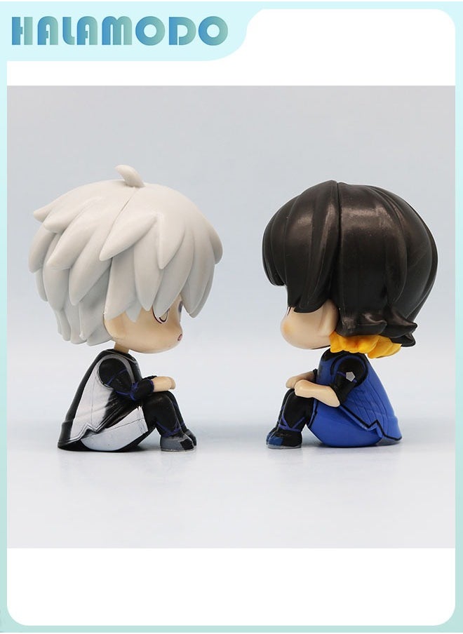 HALAMODO Blue Lock Q Version Sitting Four-piece Set with Isagi Yoichi, Nagi Seishiro, Chigiri Hyoma and Bachira Meguru, Cute Figure Models, Decoration & Gift 11 cm  - Image 3