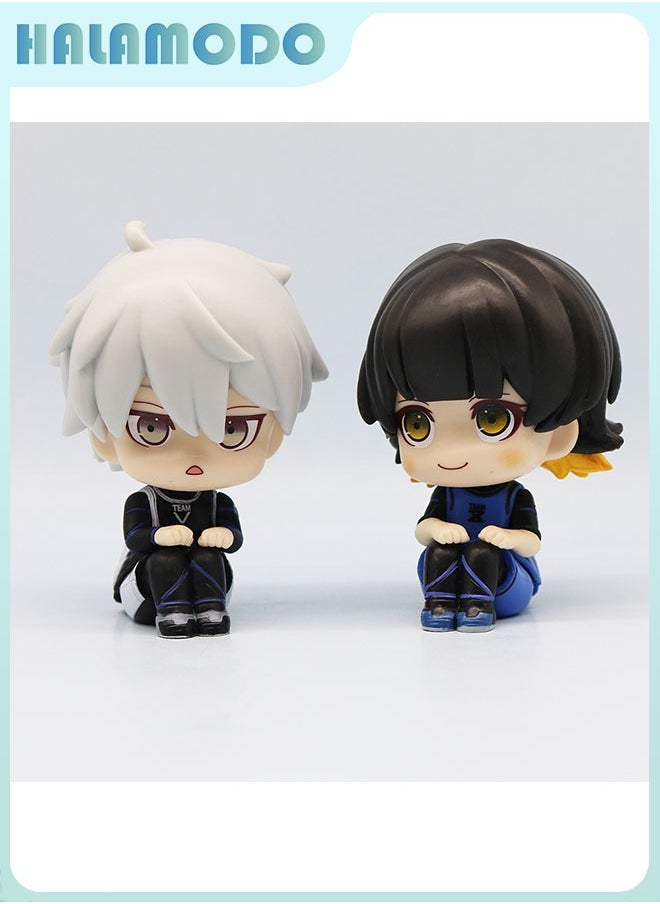 HALAMODO Blue Lock Q Version Sitting Four-piece Set with Isagi Yoichi, Nagi Seishiro, Chigiri Hyoma and Bachira Meguru, Cute Figure Models, Decoration & Gift 11 cm  - Image 4