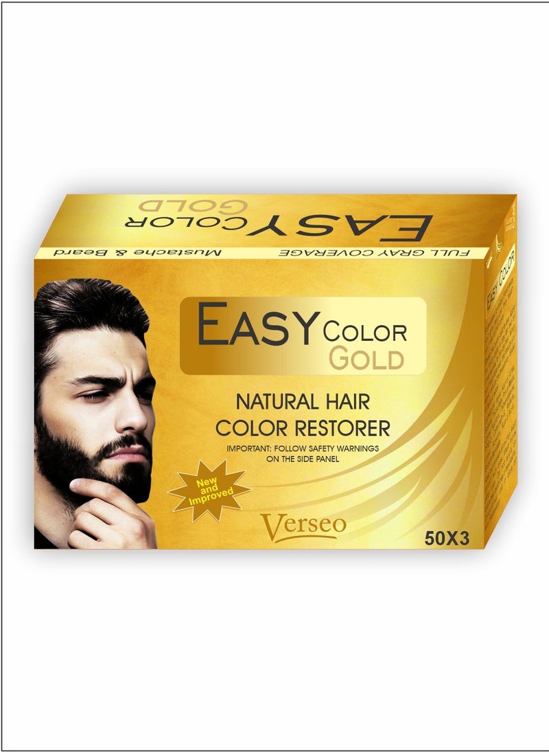 verseo Easy Color Gold Mustache & Beard Natural Hair Color Restorer - Full Gray Coverage Pack Of 3  - Image 3