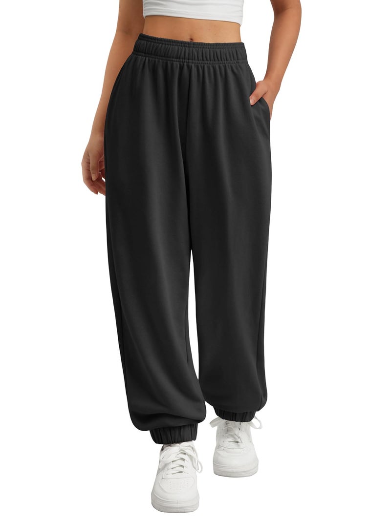 ATHMILE Sweatpants Women Baggy Wide Leg Pants Workout Gym Active High Waisted Comfy Joggers for Women Fall Clothes 2026 Black - Image 1