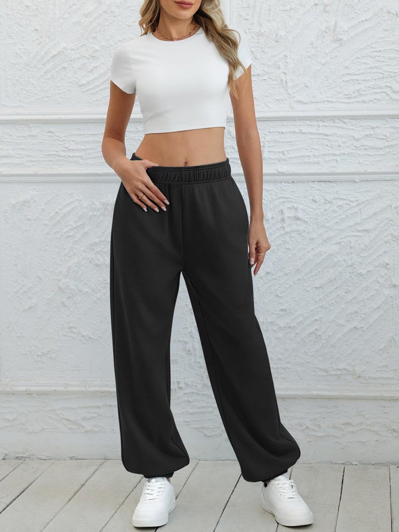 ATHMILE Sweatpants Women Baggy Wide Leg Pants Workout Gym Active High Waisted Comfy Joggers for Women Fall Clothes 2026 Black - Image 2