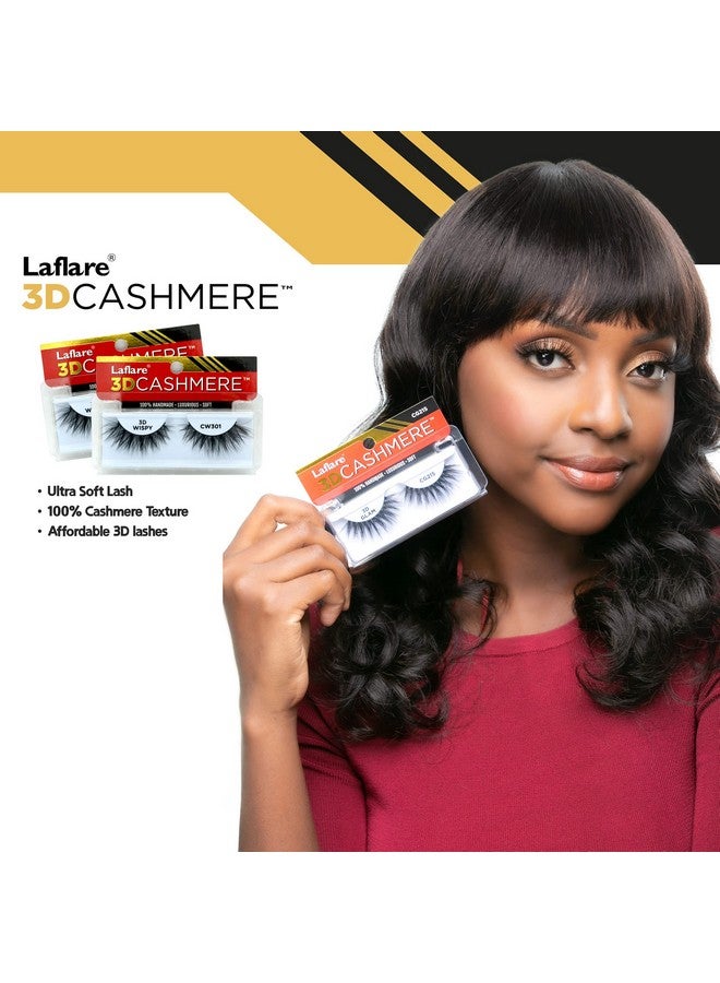 Laflare 3D Cashmere Eyelashes, Natural Look, Wispy, Glam, Fresh, Fluffy, Soft, Reusable, Luxurious Handmade Strips False Lashes - 3 Packs Bundle Special Cw (Cw312, 3) - Image 5