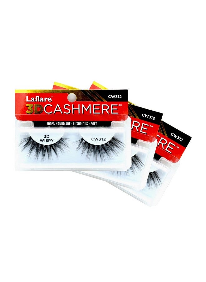 Laflare 3D Cashmere Eyelashes, Natural Look, Wispy, Glam, Fresh, Fluffy, Soft, Reusable, Luxurious Handmade Strips False Lashes - 3 Packs Bundle Special Cw (Cw312, 3) - Image 1