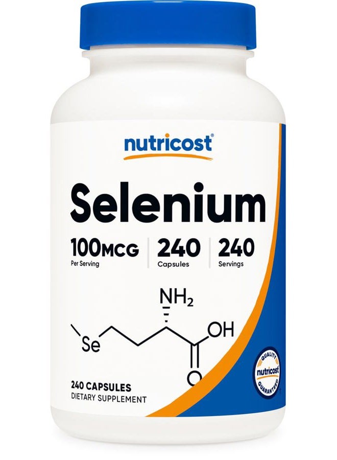 Nutricost Selenium Supplement 100mcg, 240 Capsules, Vegetarian, Gluten Free & Non-GMO - Image 1