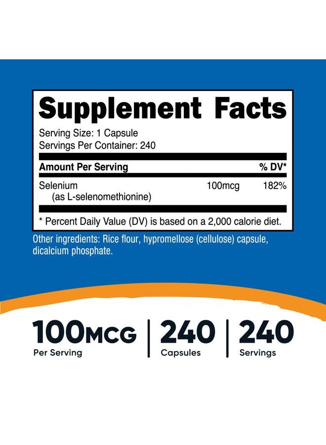 Nutricost Selenium Supplement 100mcg, 240 Capsules, Vegetarian, Gluten Free & Non-GMO - Image 2