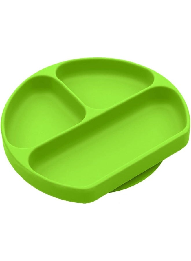 SiliKong Silicone Suction Plate for Toddlers, Fits Most Highchair Trays, BPA Free, Divided Baby Feeding Bowls Dishes for Kids (Green) - Image 1