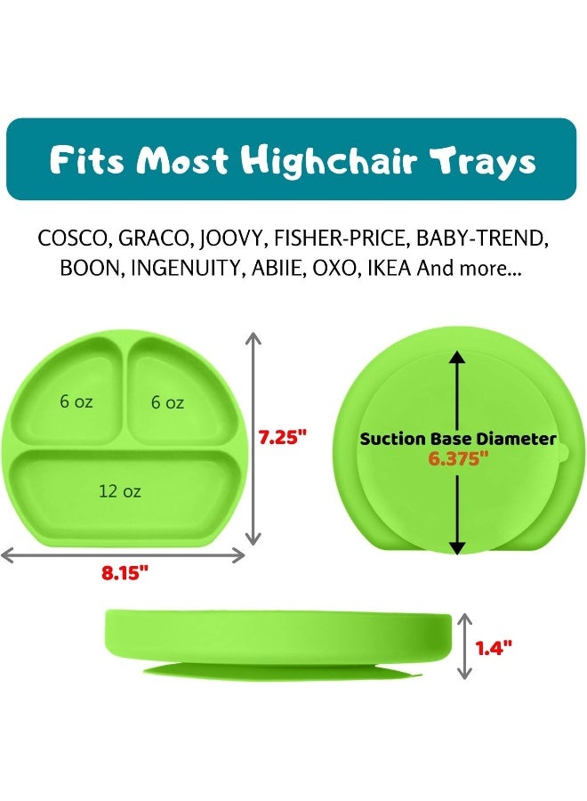 SiliKong Silicone Suction Plate for Toddlers, Fits Most Highchair Trays, BPA Free, Divided Baby Feeding Bowls Dishes for Kids (Green) - Image 5